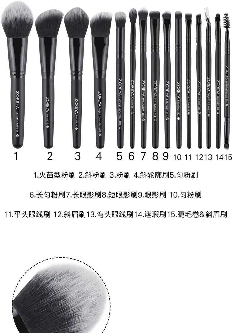 15-Piece Cross-Border Makeup Brush Set Black — feature 5