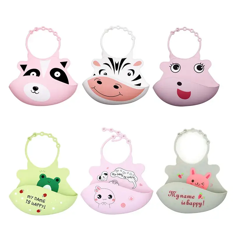 Pink Silicone Baby Eating Bib Waterproof - Image 7