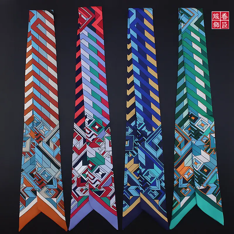 Xiangchen Geometric Silk Scarf for Women - Image 9