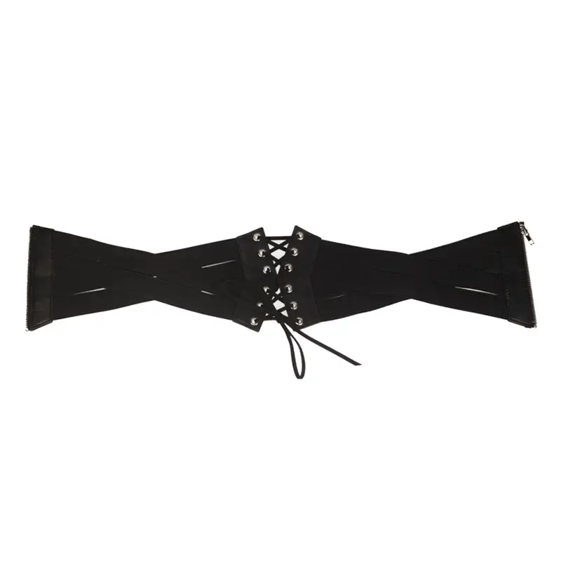 Retro Zipper Belt for Women Black Extra Wide Waist