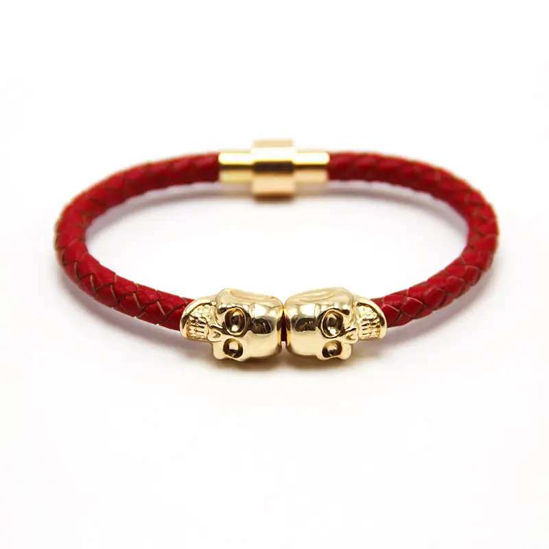 Punk New Men's Ghost Head Cowhide Bracelet - Image 19