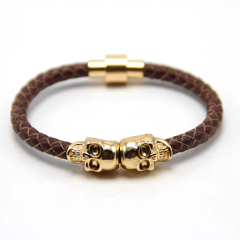 Punk New Men's Ghost Head Cowhide Bracelet - Image 20