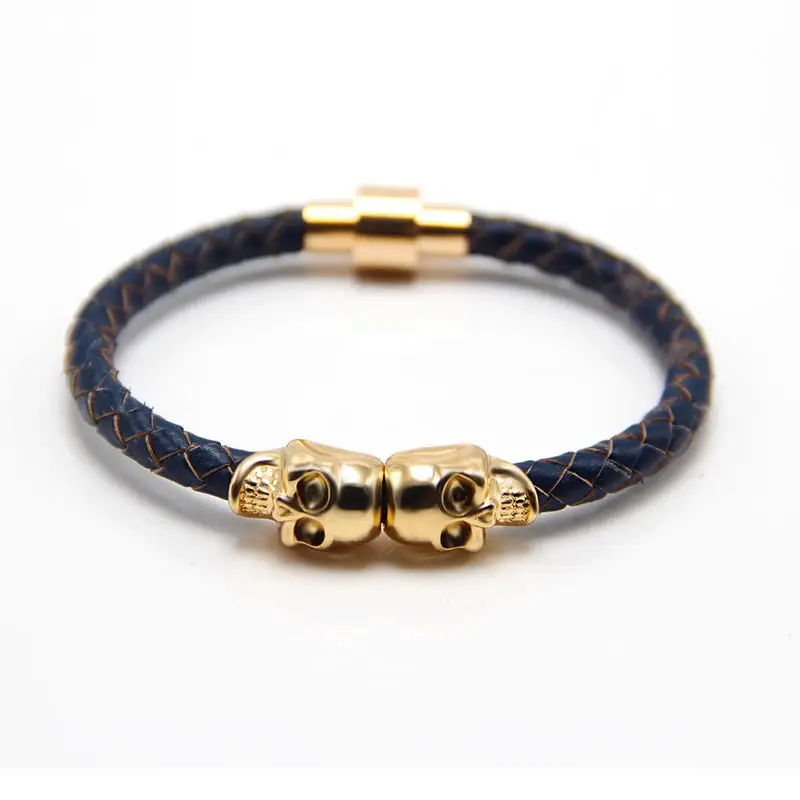 Punk New Men's Ghost Head Cowhide Bracelet - Image 11