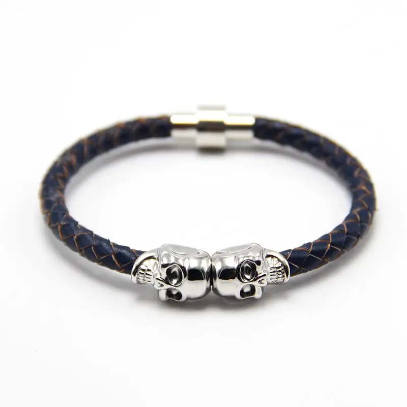 Punk New Men's Ghost Head Cowhide Bracelet - Image 12