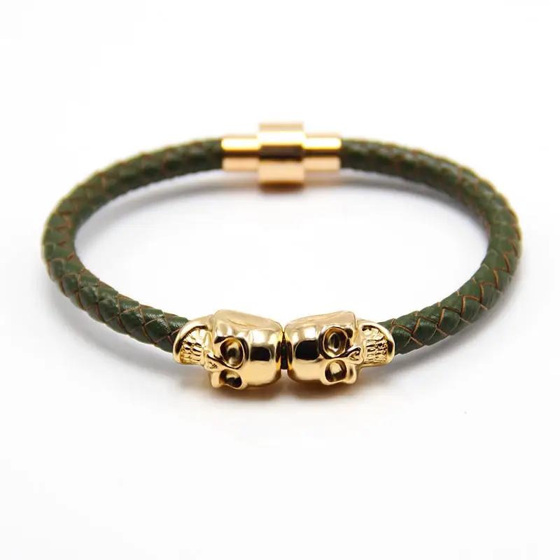Punk New Men's Ghost Head Cowhide Bracelet - Image 13