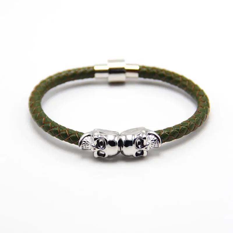 Punk New Men's Ghost Head Cowhide Bracelet - Image 14