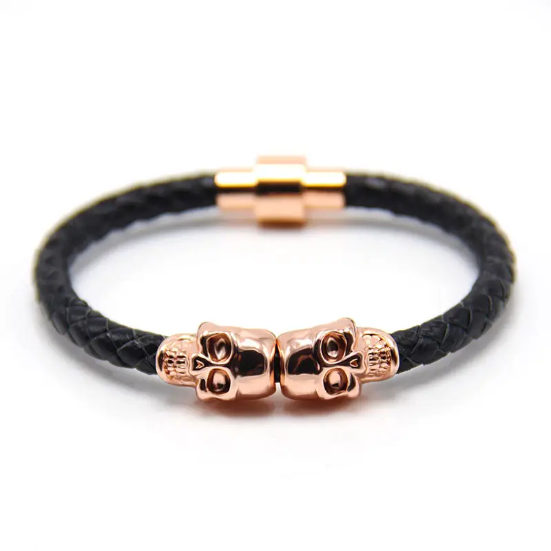 Punk New Men's Ghost Head Cowhide Bracelet - Image 15