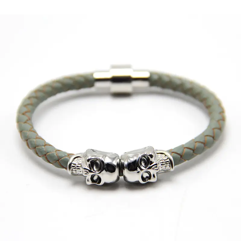 Punk New Men's Ghost Head Cowhide Bracelet - Image 17