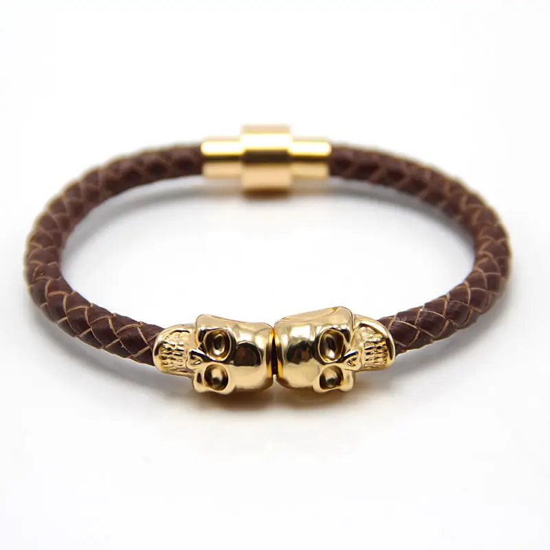 Punk New Men's Ghost Head Cowhide Bracelet - Image 2