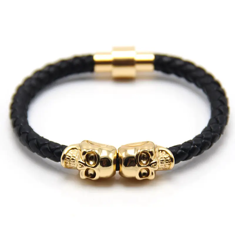 Punk New Men's Ghost Head Cowhide Bracelet - Image 3