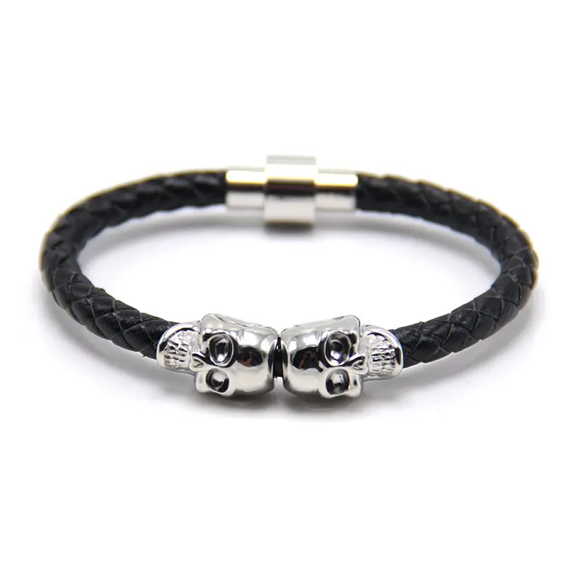 Punk New Men's Ghost Head Cowhide Bracelet - Image 4