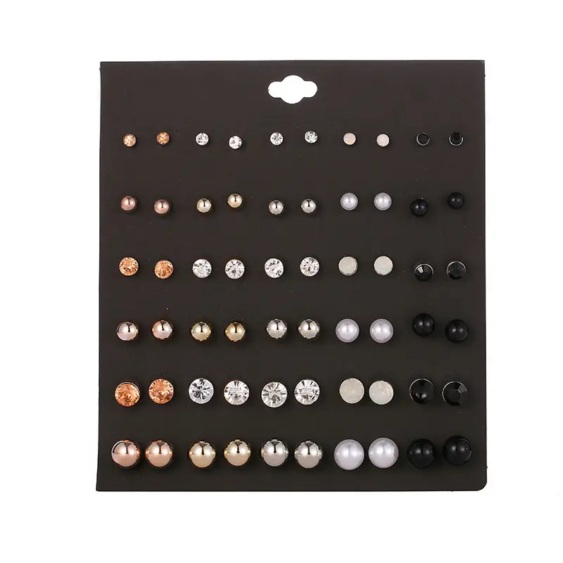 Pearl & Diamond Earrings Set 30 Pairs Wholesale - Image 3