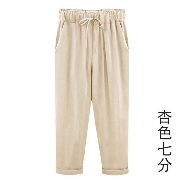 Women Cotton Linen Pants Light Blue Plus Size 150kg - Image 7