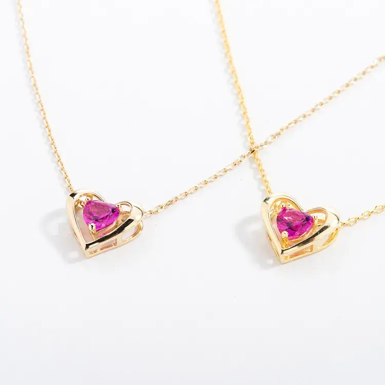 9K Gold Pearl Red Ruby Earrings Set - Image 5