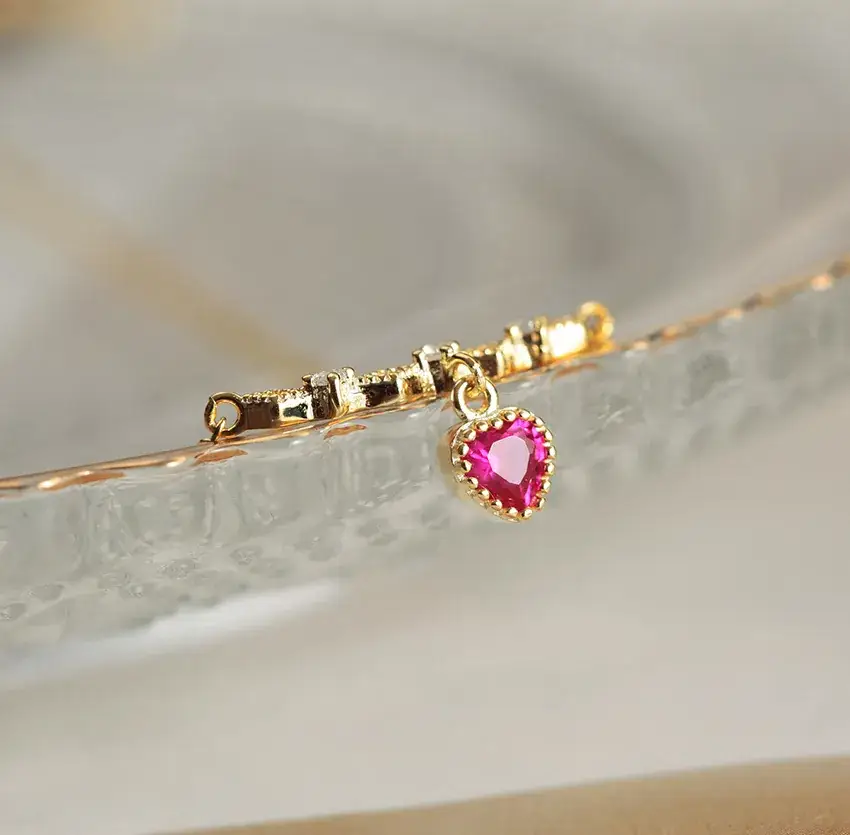 9K Gold Pearl Red Ruby Earrings Set — feature 14