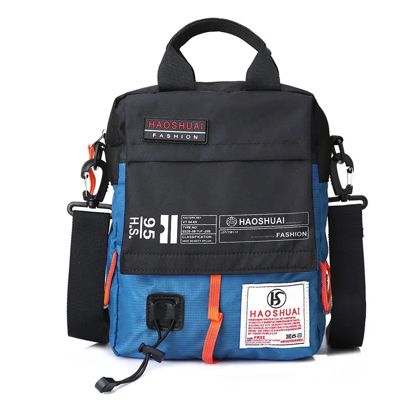 Men's Waterproof Crossbody Bag Black Orange