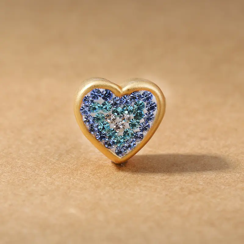 3D Hard Silver Heart Pendant with Czech Rhinestones - Image 2