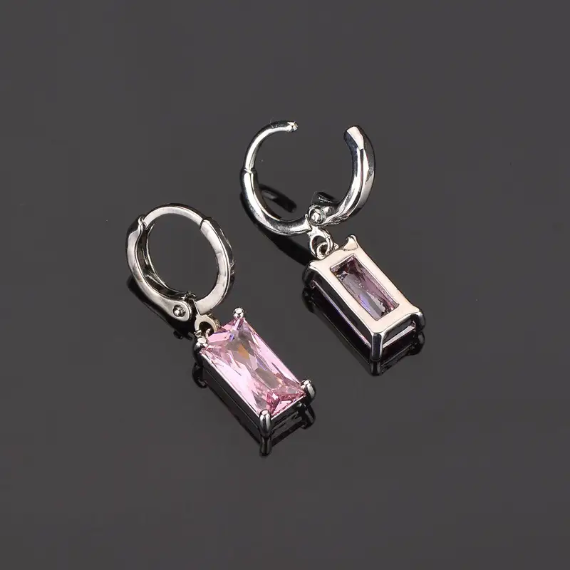Pink Geometric Zircon Ear Buckles for Women