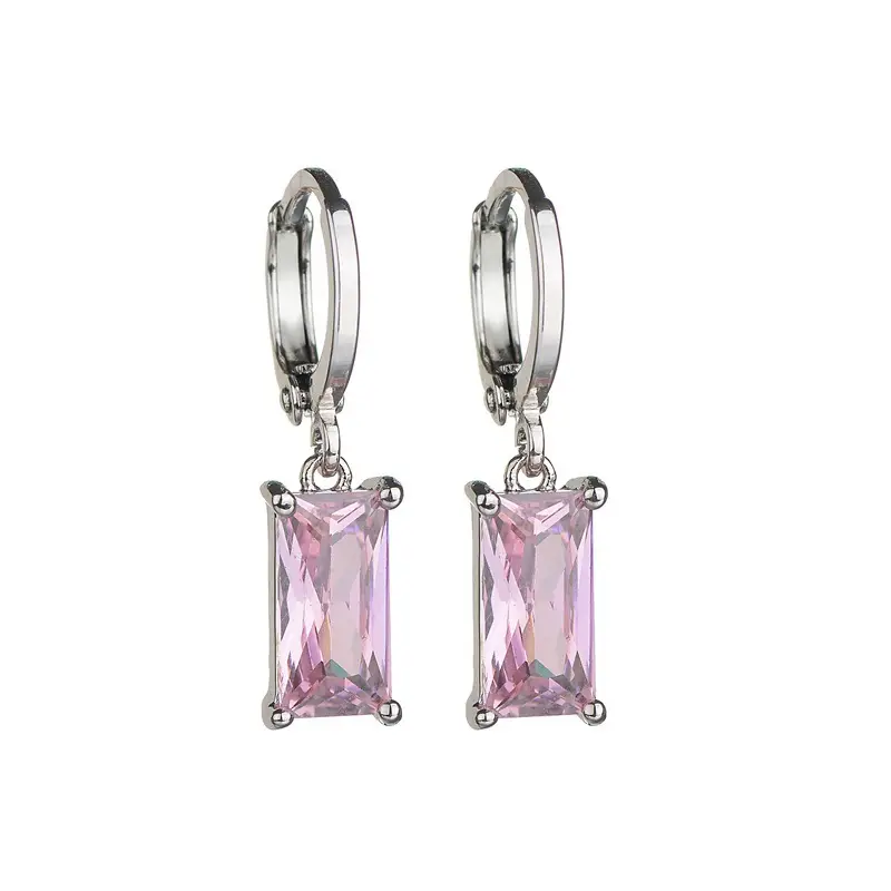 Pink Geometric Zircon Ear Buckles for Women