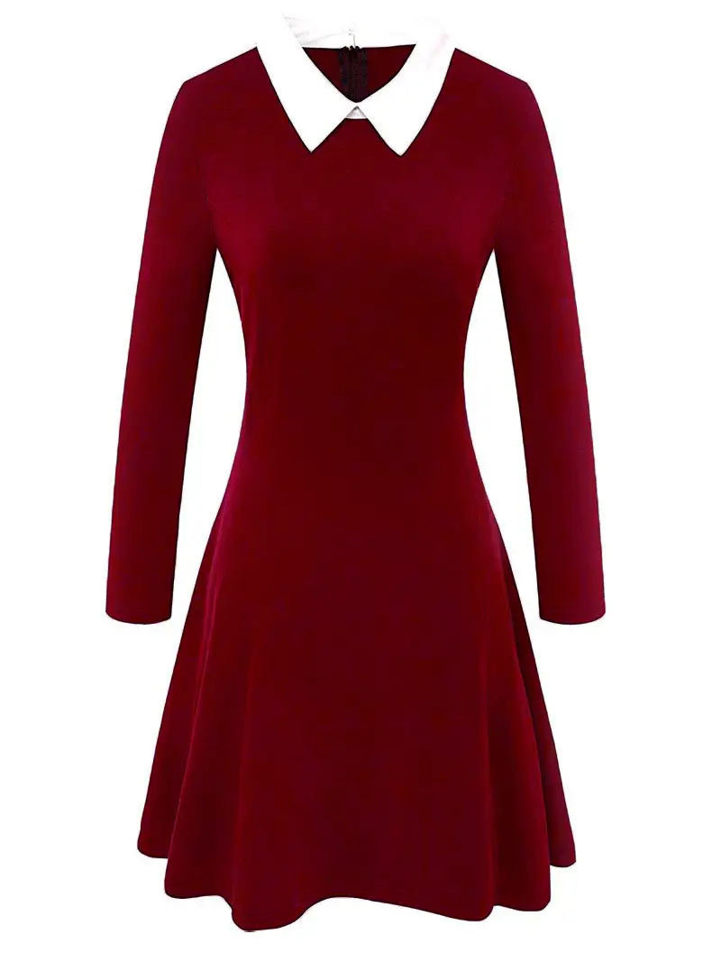 Maroon Cross-Border Swing Dress for Women Large — feature 12