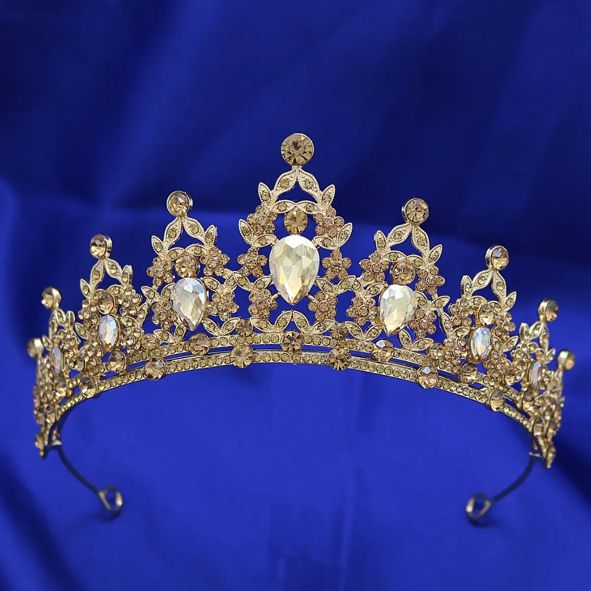 Hot New Baroque Alloy Crown Hair Accessory Gold Sparkle - Image 8