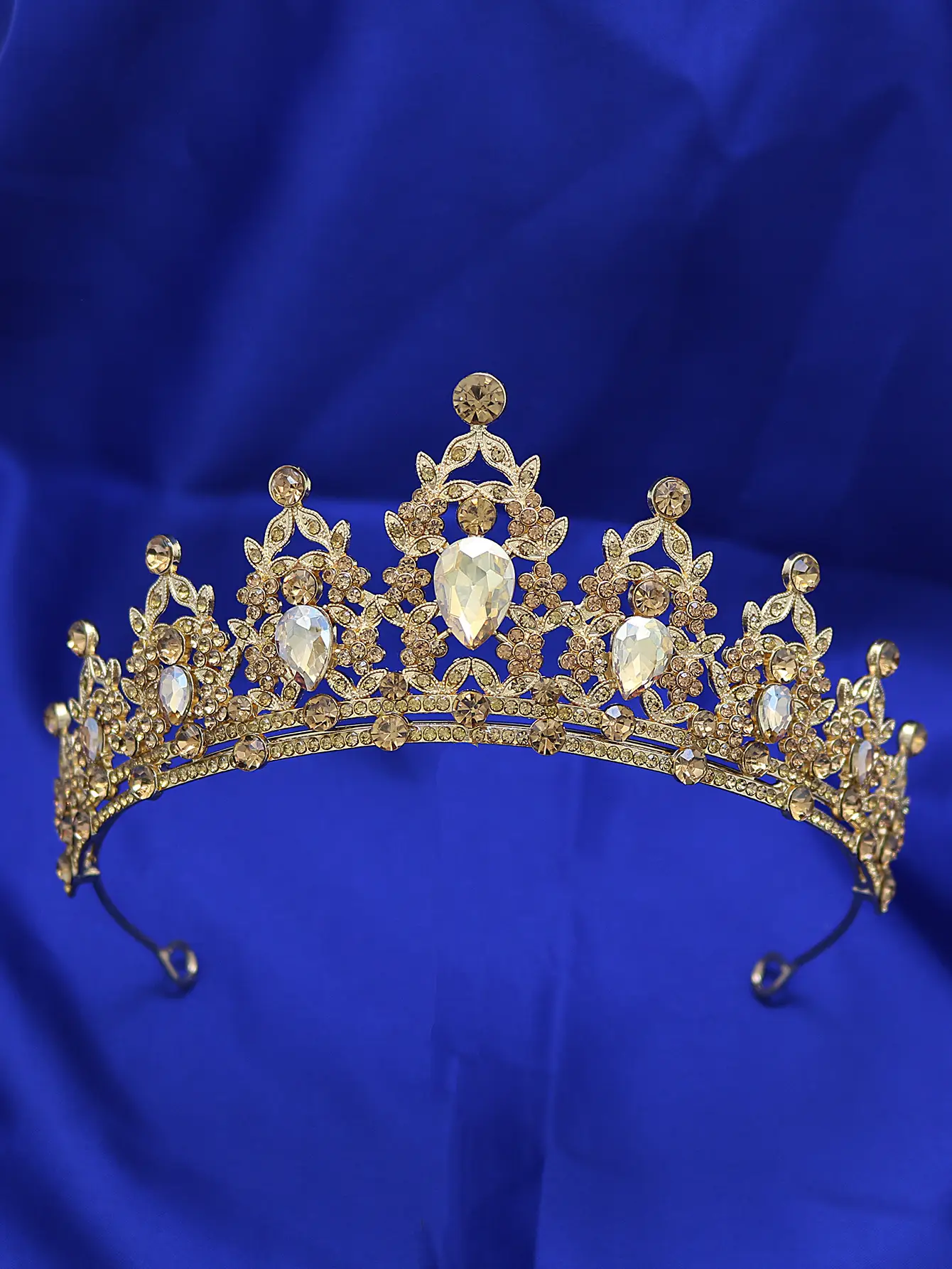 Hot New Baroque Alloy Crown Hair Accessory Gold Sparkle - Image 2