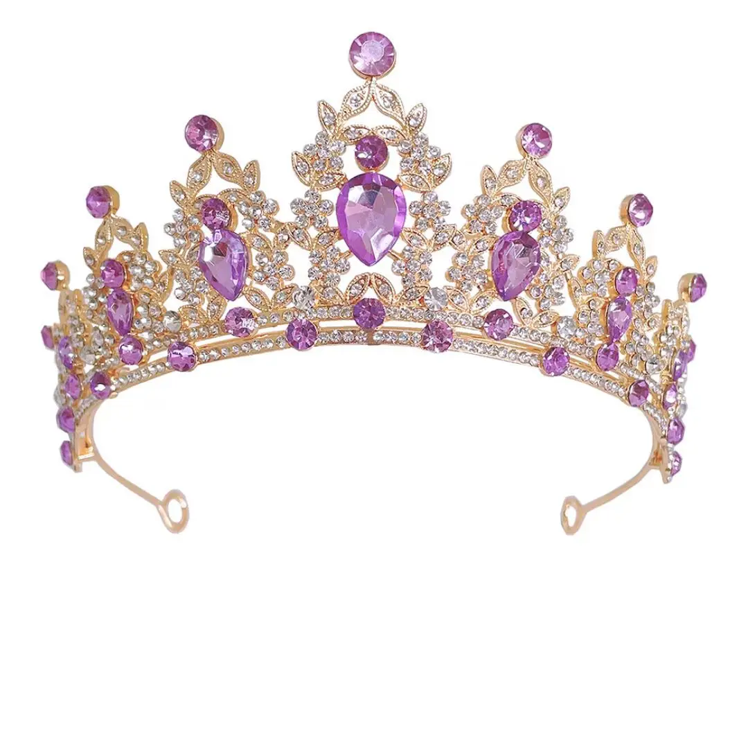 Hot New Baroque Alloy Crown Hair Accessory Gold Sparkle - Image 7