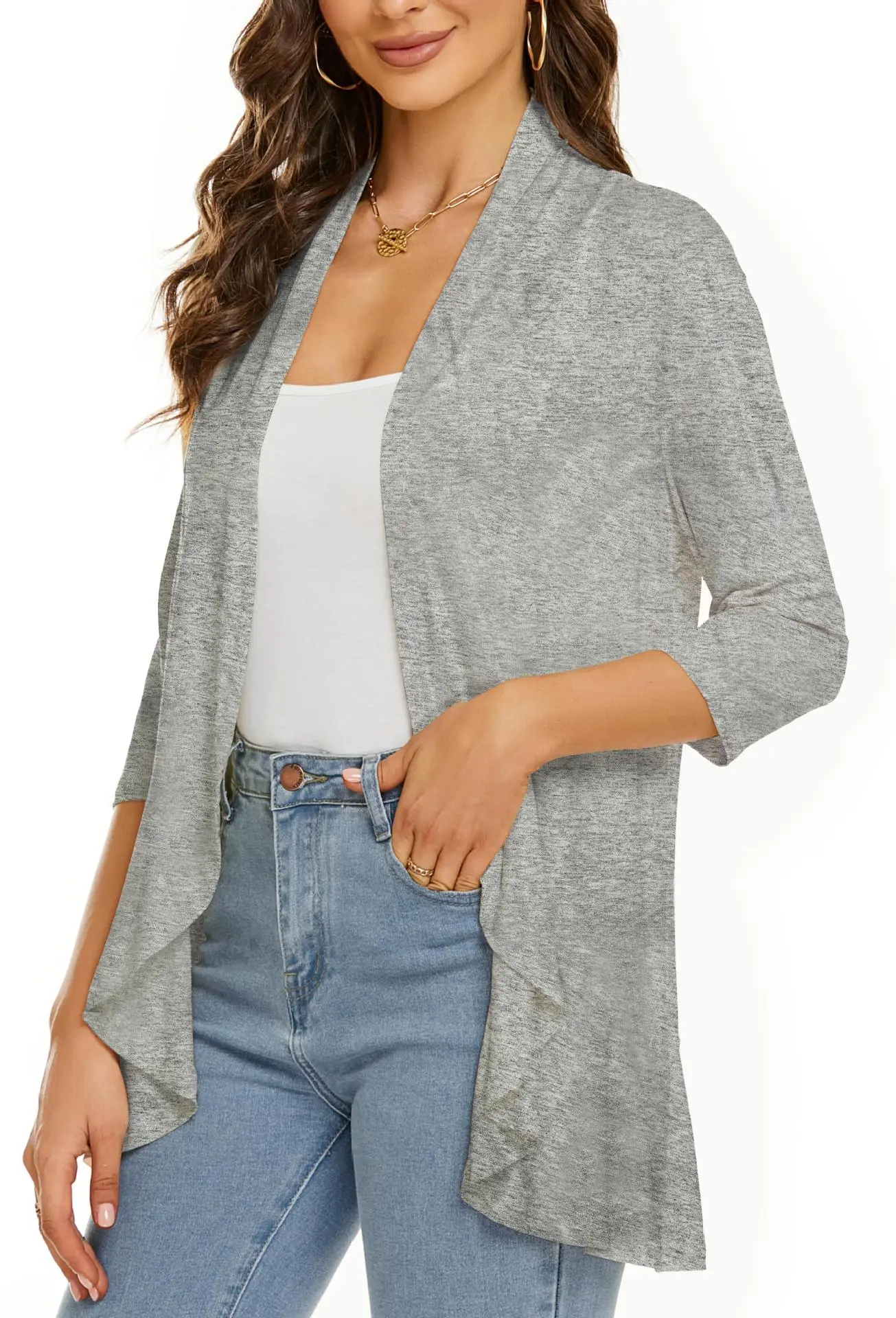 Women's Pink Seven-Sleeve Cardigan Jacket - Image 15