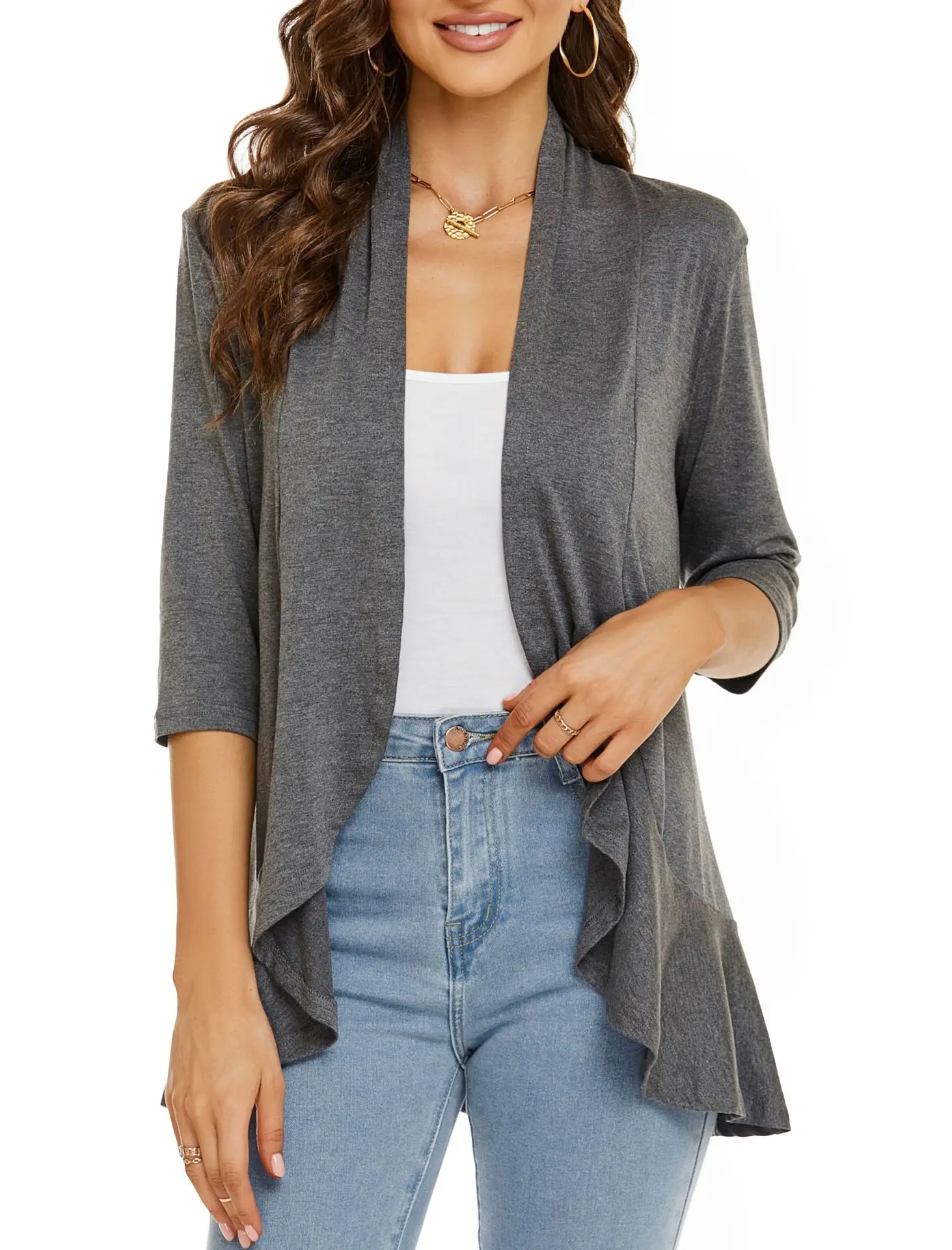 Women's Pink Seven-Sleeve Cardigan Jacket - Image 2