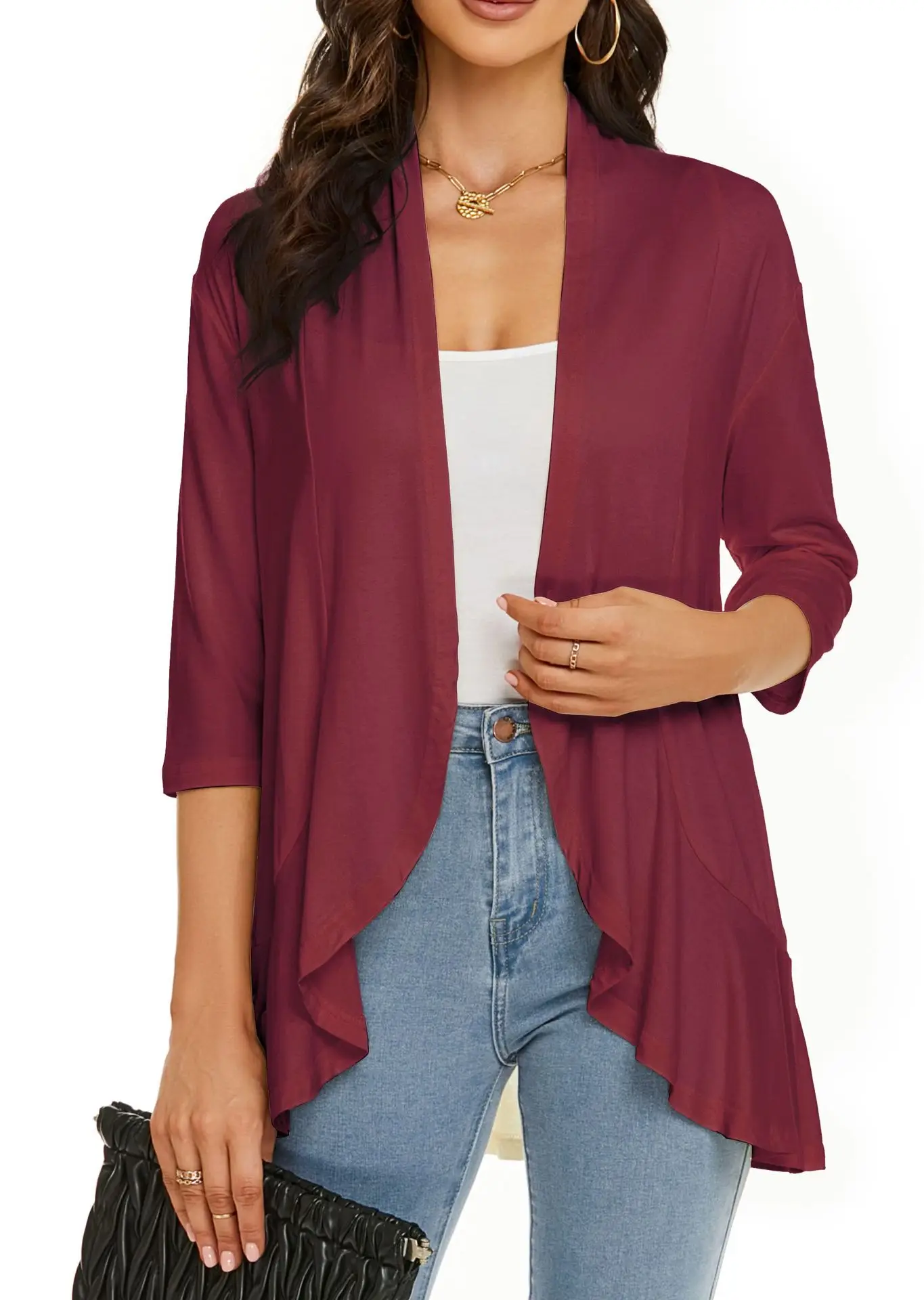 Women's Pink Seven-Sleeve Cardigan Jacket - Image 7