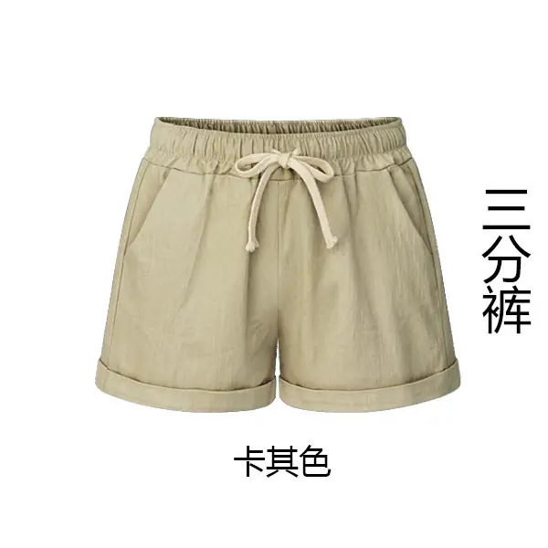 Women Cotton Shorts White Summer Loose Fit - Image 2