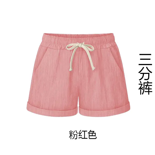 Women Cotton Shorts White Summer Loose Fit - Image 3