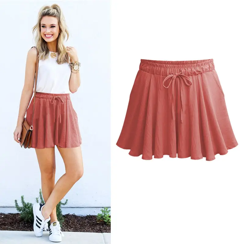Women's Wide Leg Shorts with High Waist Drawstring - Image 5