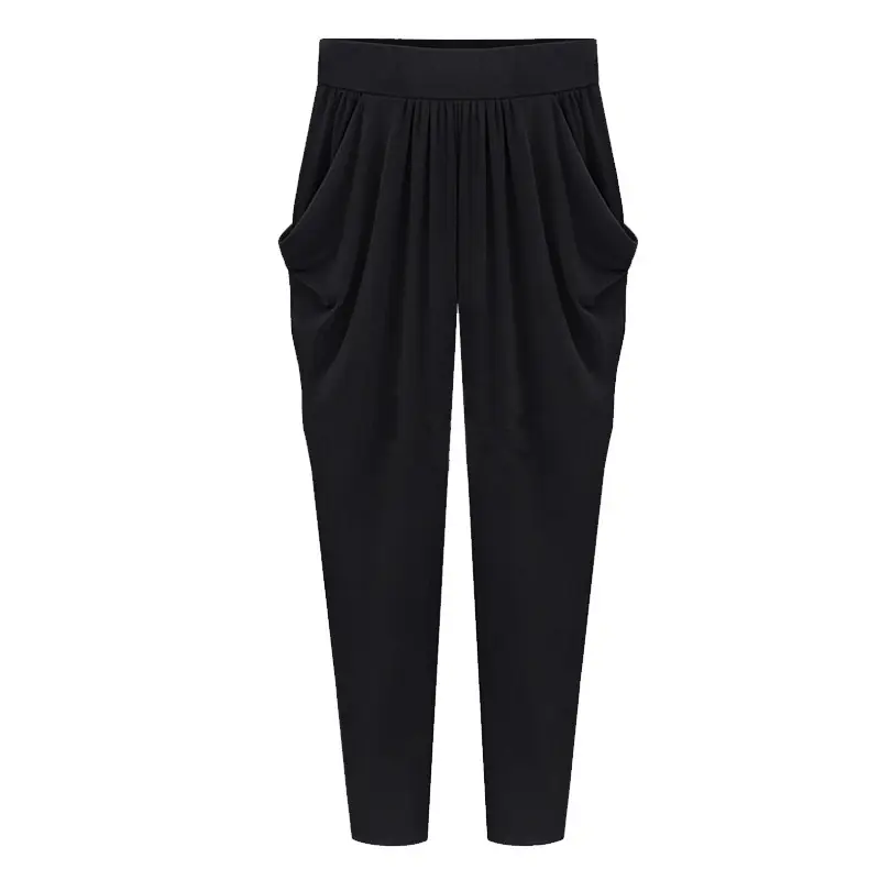 Women's Black Cropped Pants Plus Size Summer Loose Fit - Image 3