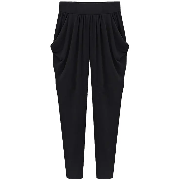 Women's Black Cropped Pants Plus Size Summer Loose Fit - Image 5