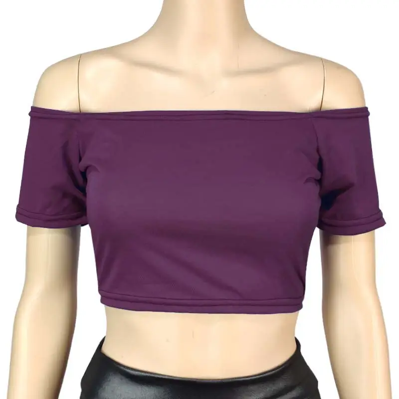 2026 Yellow Off-Shoulder Sexy Women's T-Shirt Crop Top - Image 13