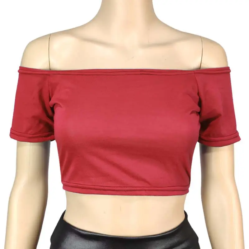 2026 Yellow Off-Shoulder Sexy Women's T-Shirt Crop Top - Image 6