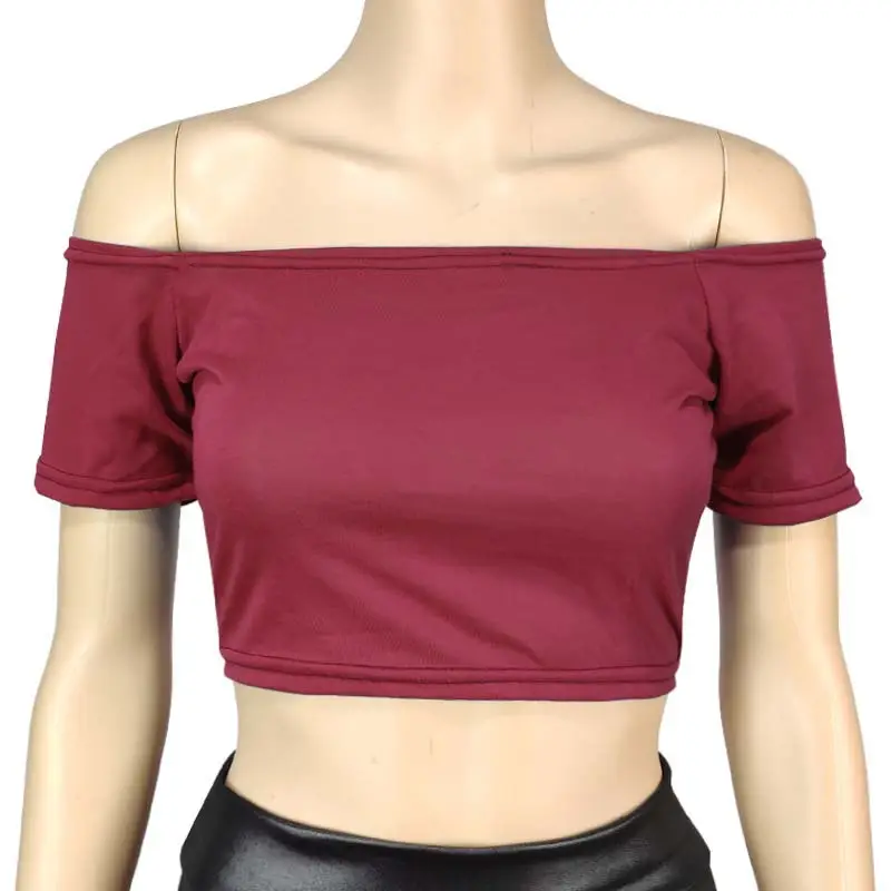 2026 Yellow Off-Shoulder Sexy Women's T-Shirt Crop Top - Image 7