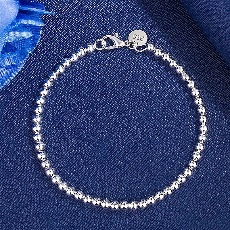 Silver Plated Beaded Bracelet 4m European American - Image 4