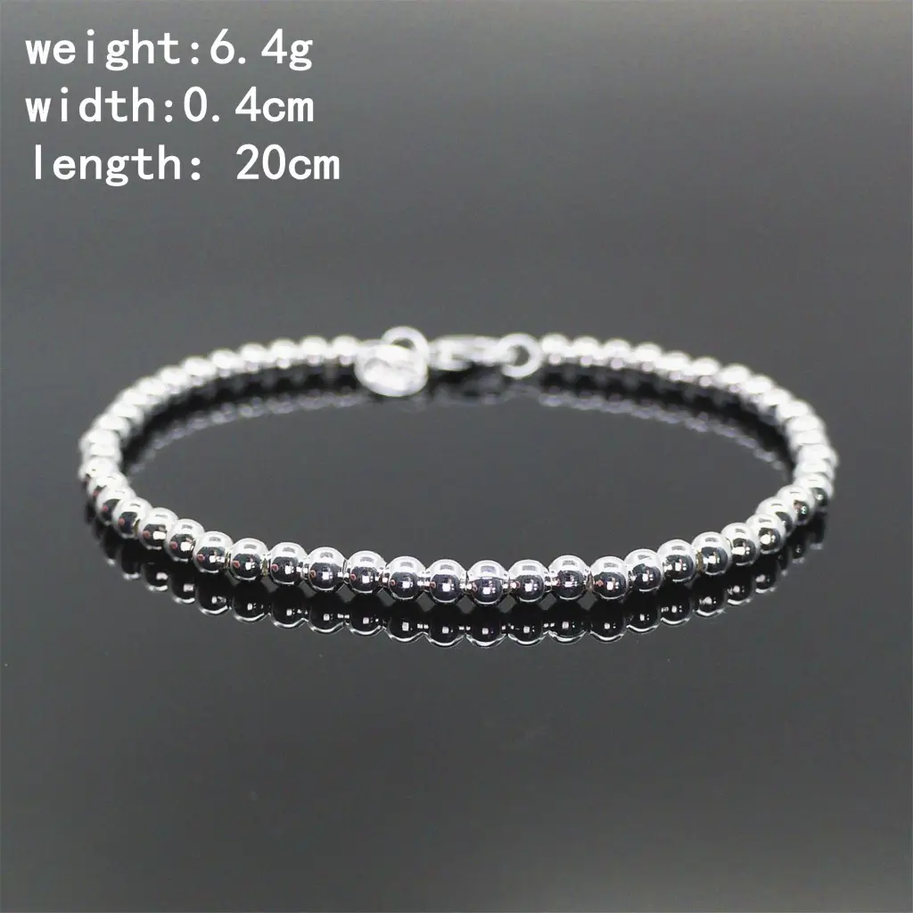 Silver Plated Beaded Bracelet 4m European American — feature 16