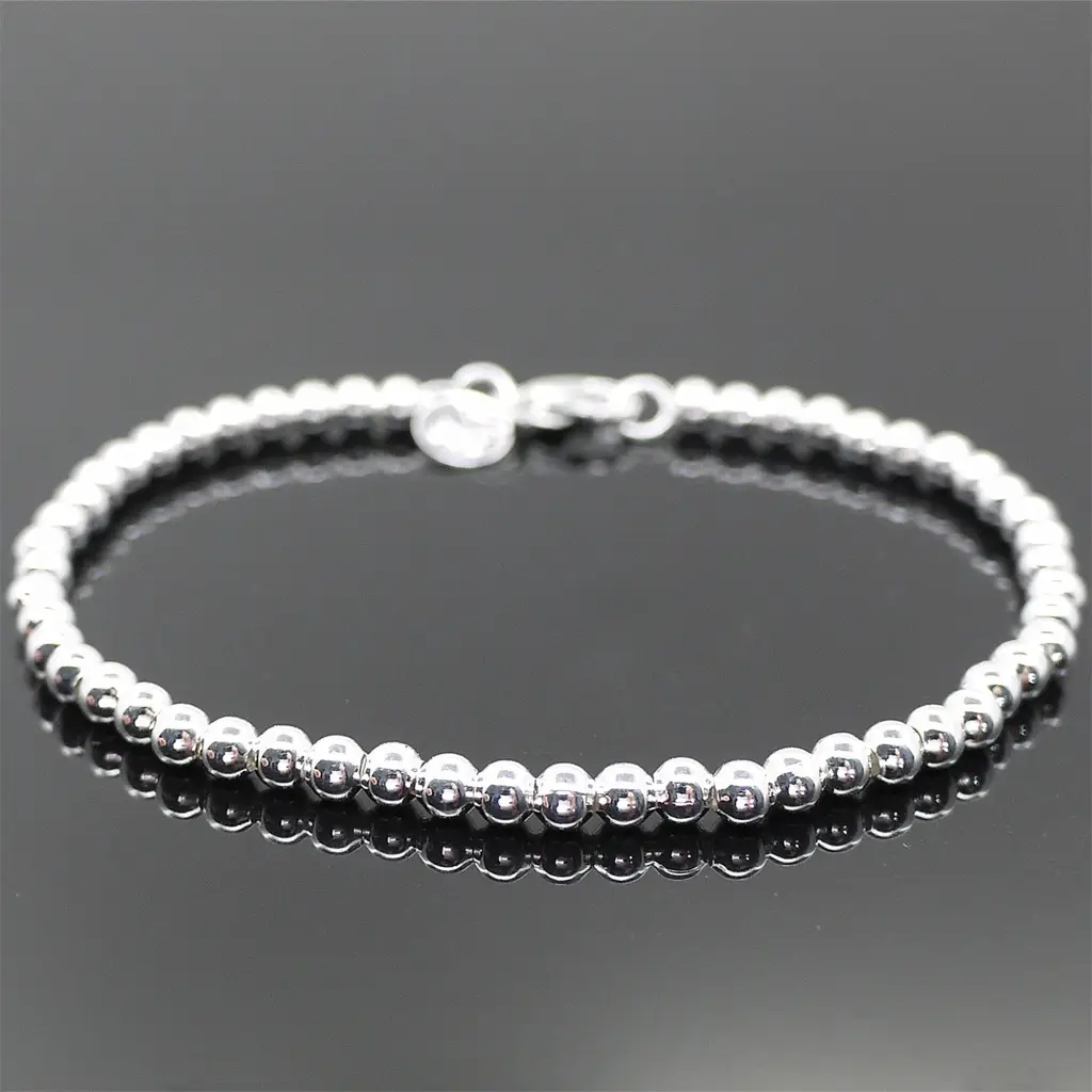 Silver Plated Beaded Bracelet 4m European American — feature 17