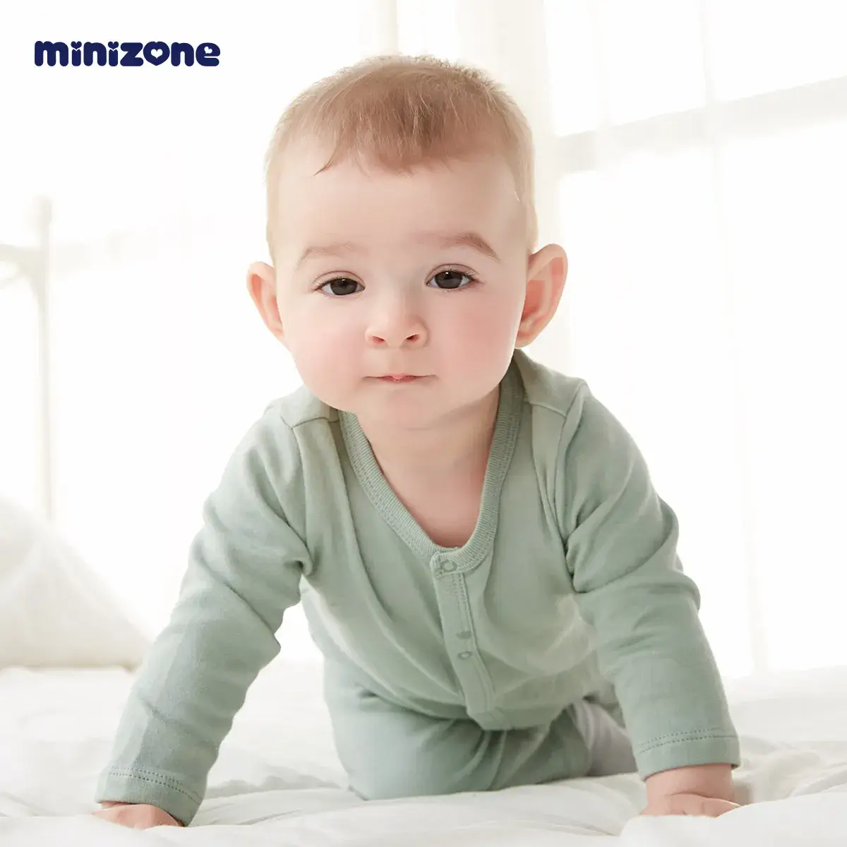 Newborn Spring & Autumn Leg Cover Suit Mint Green - Image 8
