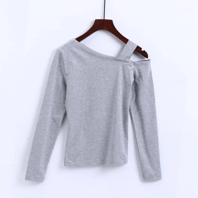 Women Cold Shoulder Long Sleeve Black T-Shirt Winter 247 - Image 2