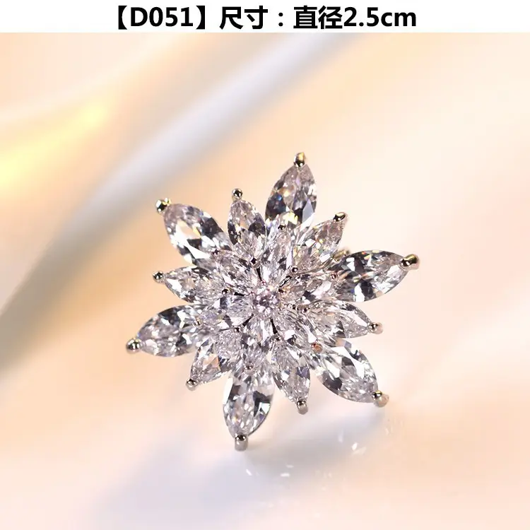 Pink Crystal Ice Flake Snowflake Zircon Brooch for Women - Image 39