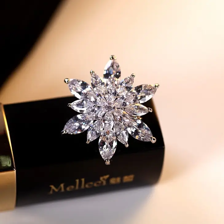 Pink Crystal Ice Flake Snowflake Zircon Brooch for Women - Image 40
