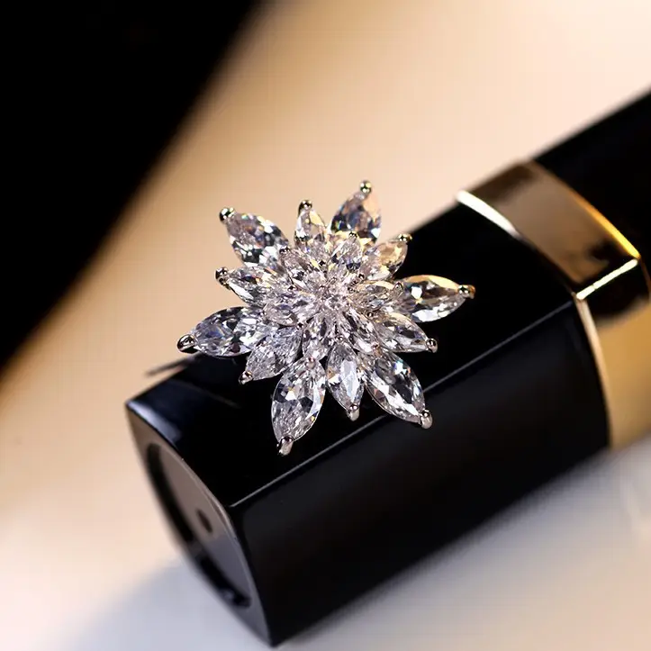 Pink Crystal Ice Flake Snowflake Zircon Brooch for Women - Image 41
