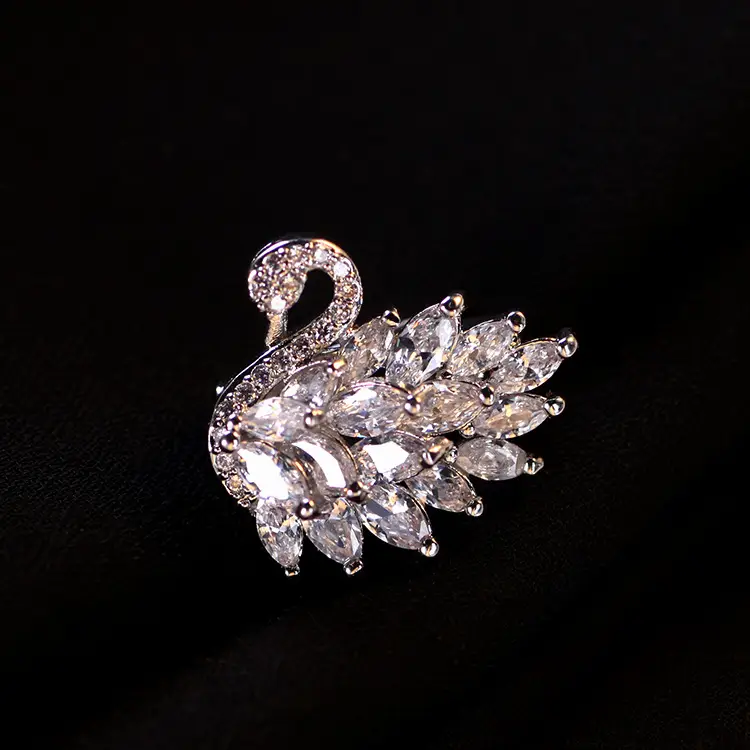 Pink Crystal Ice Flake Snowflake Zircon Brooch for Women - Image 2