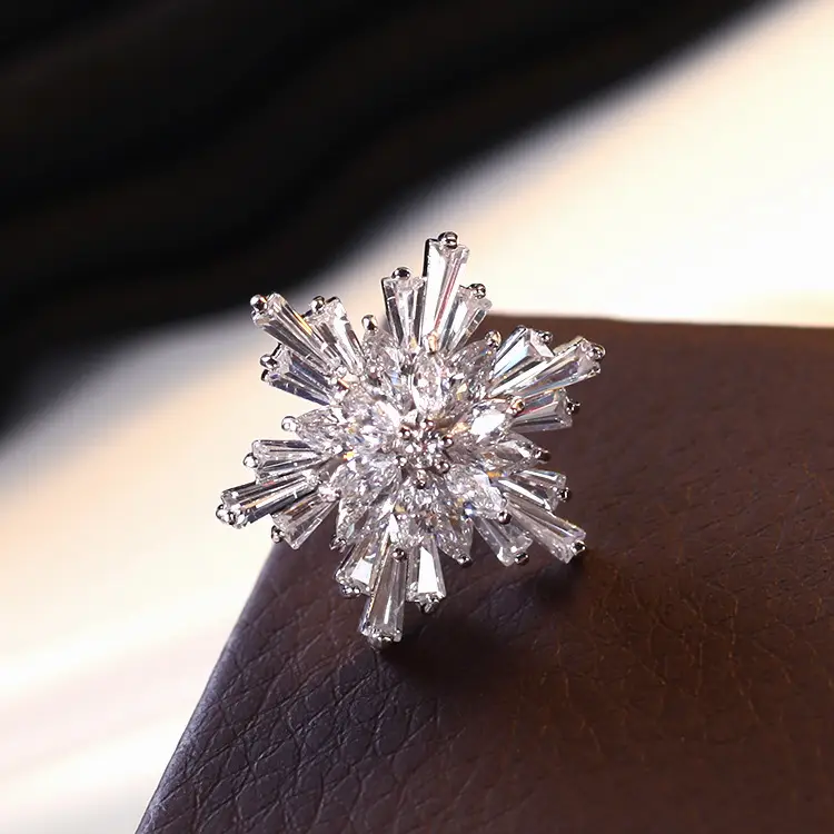 Pink Crystal Ice Flake Snowflake Zircon Brooch for Women - Image 5