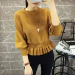 Women Knitted Half Turtleneck Dress Beige Mid-Length — feature 32