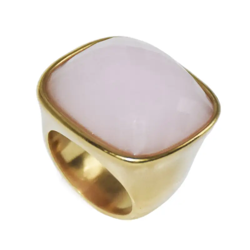 High-End Square Gemstone Stainless Steel Ring for Women - Image 6
